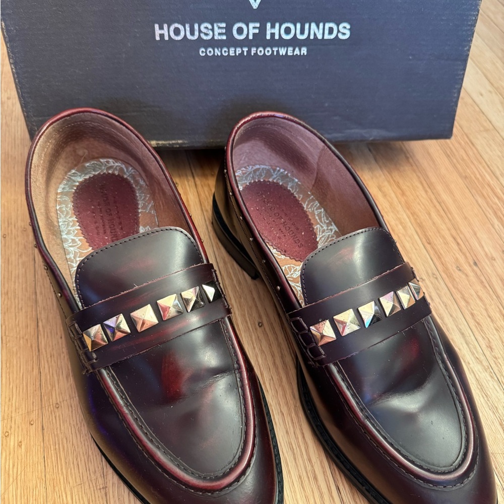 Brown Loafers with Studded Detail by